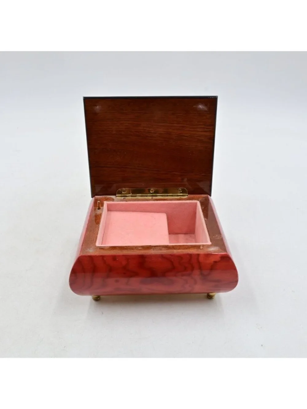 San Francisco Music Box Co Italian Inlaid Wood Lacquered Jewelry Heart Rose